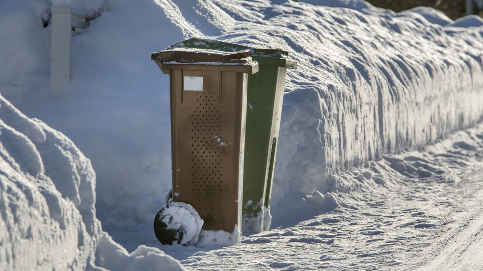 Soptunnor vid en vägkant.