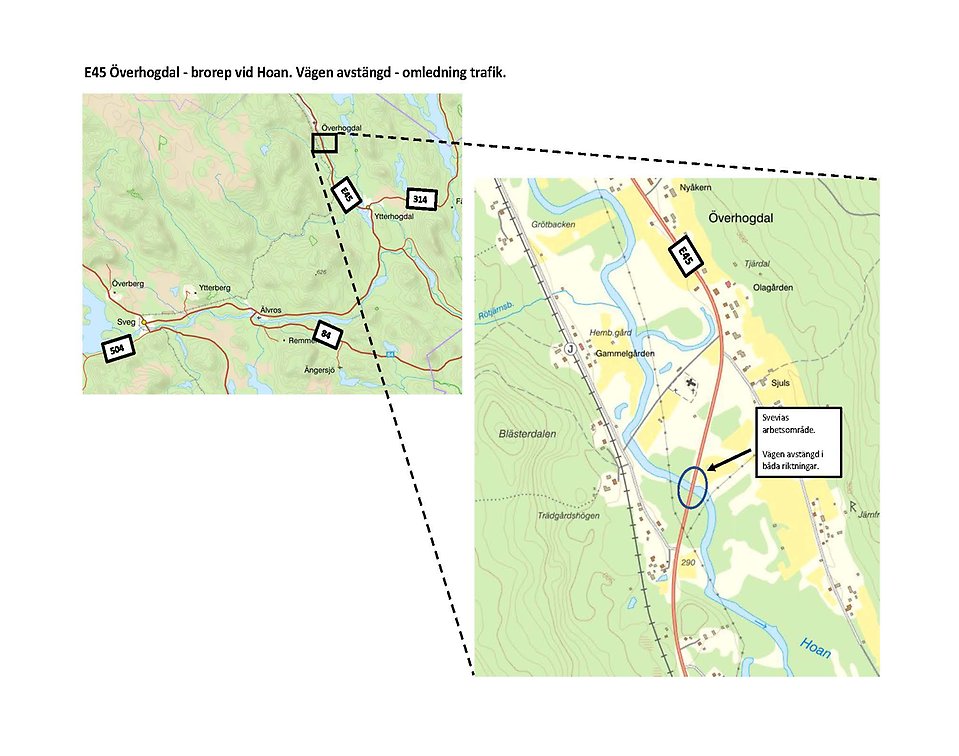 Avstängd bro Ytterhogdal E45
