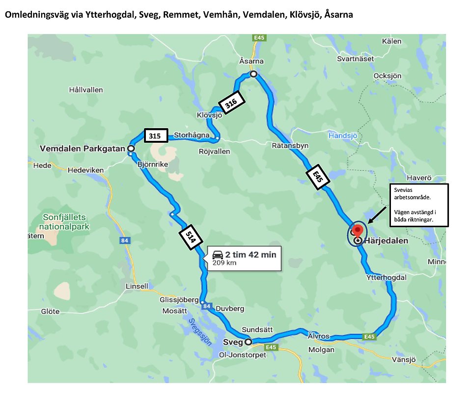 Vägomledning vägarbete Överhogdal